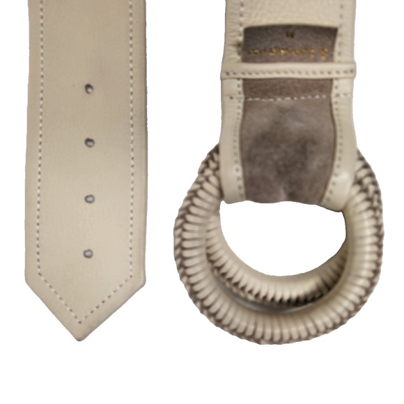 3.1 Phillip Lim Wide Belt Leather & Suede Ivory Supple Soft Wide Round Buckle M main image 5